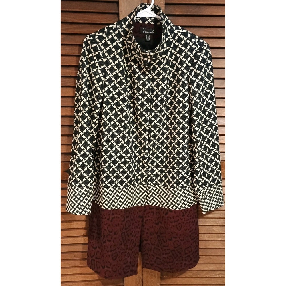 Dennis by Dennis Basso Houndstooth Classy Animal Print Coat Jacket Size 6